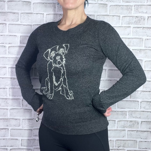 🐶NWOT |•TWO SISTERS•| Dark Grey Sweater Sparkle Eye Dog Size Small - Picture 4 of 9
